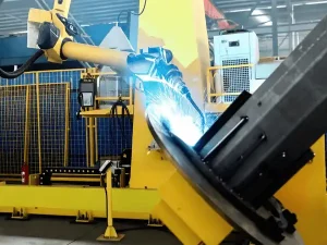 Automated robotic welding process for high-strength seams.