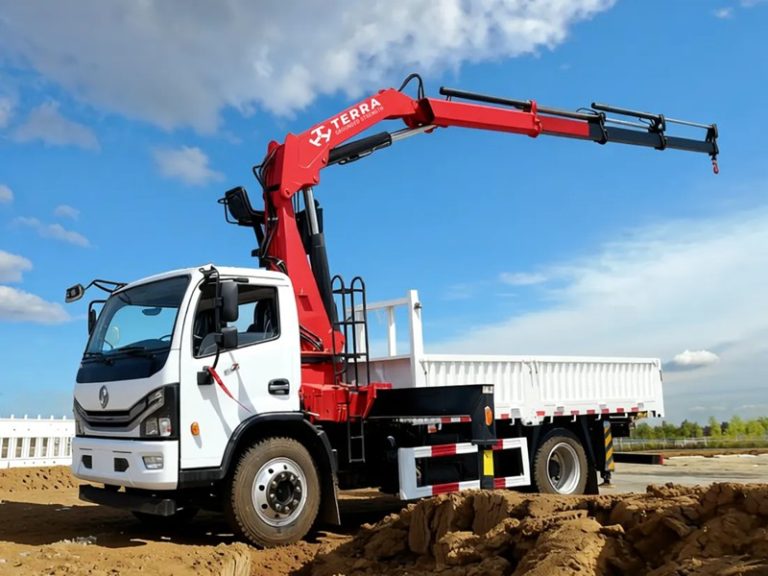 TK 1304 6.5-ton truck crane in compact folded transport position