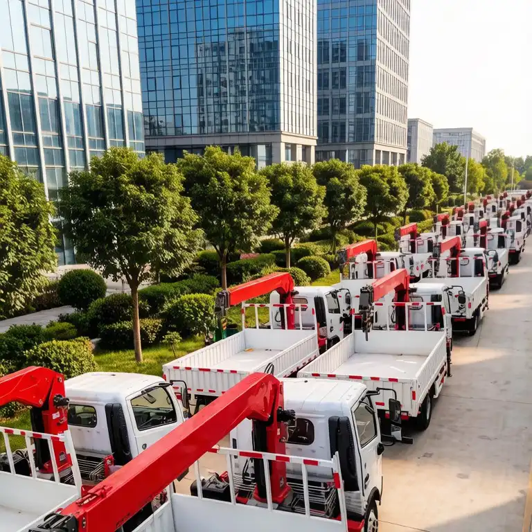 TS series telescopic truck cranes lined up for export to Kazakhstan.