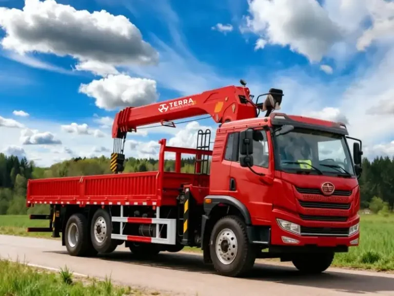TS250 10-ton telescopic crane used for electric pole installation and municipal utility work.