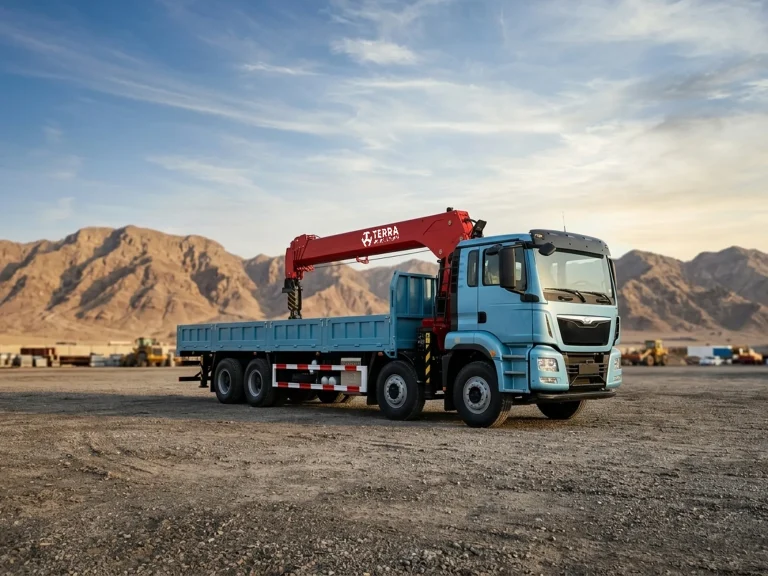 Bright red 14t lorry crane price and technical specifications for SE Asia and Middle East