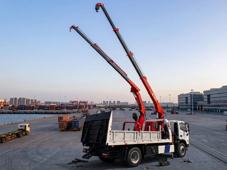 Knuckle boom vs stiff boom lorry crane attachment comparison for ISUZU and HOWO chassis mounting