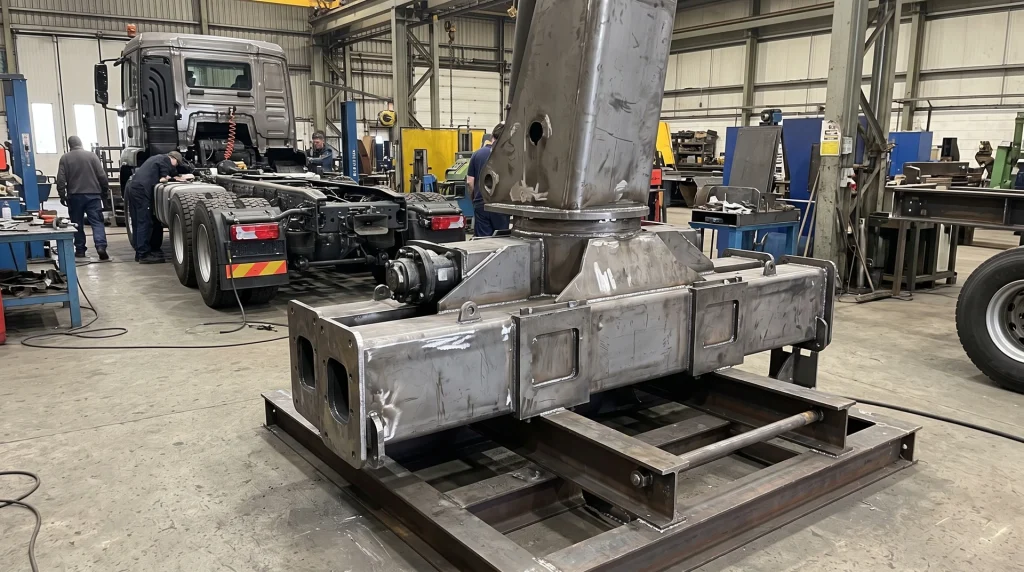 Bare loader crane superstructure mounted on a commercial 3 axle HOWO truck chassis